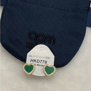 Monaco Green Heart Earrings with Gold Accent